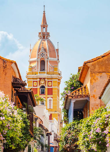 Colorful colonial street in Cartagena